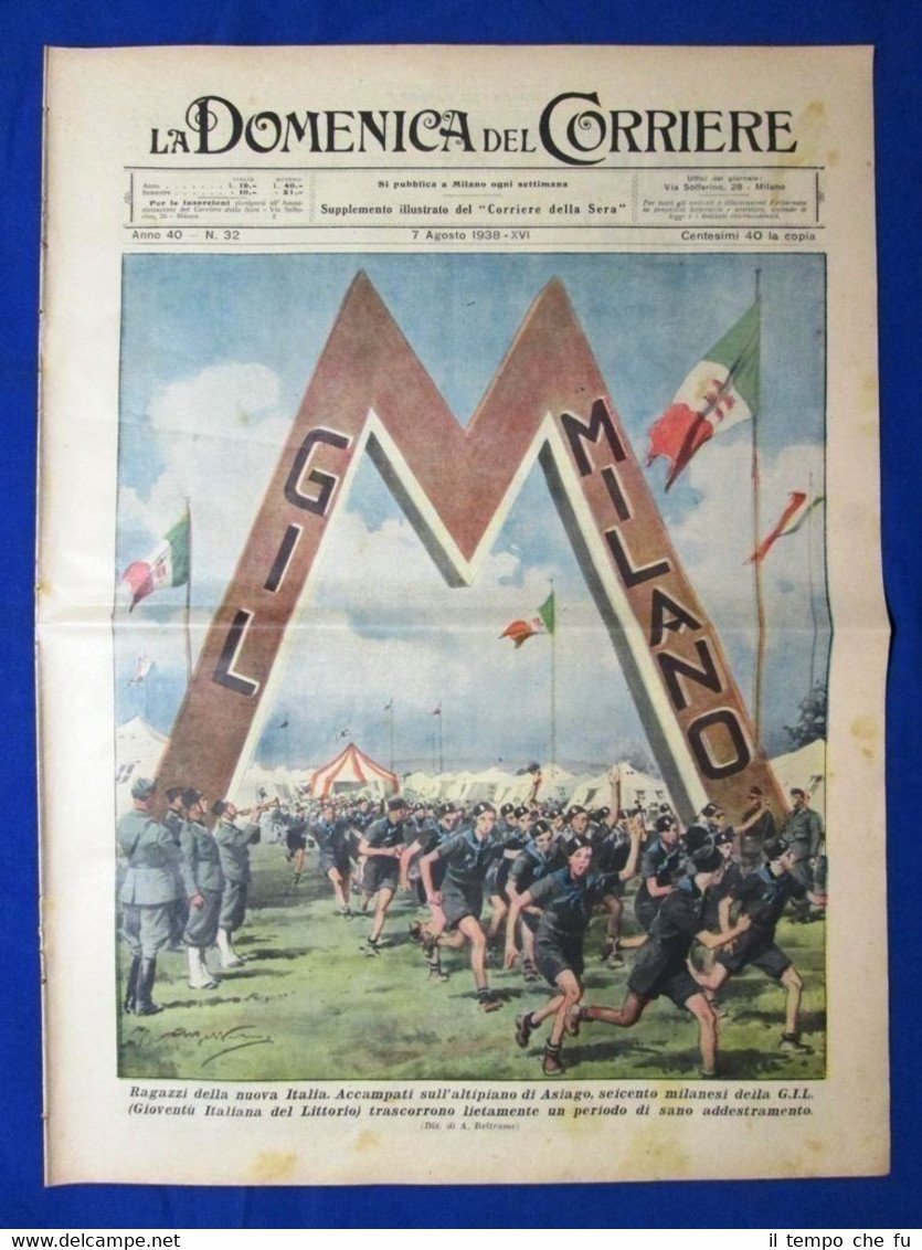 La Domenica del Corriere 7 agosto 1938 Asiago - Princetown …