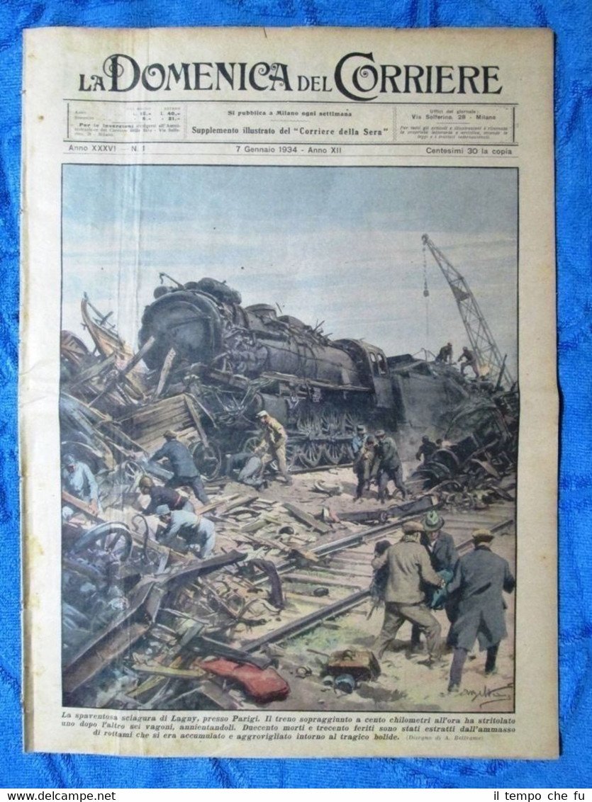 La Domenica del Corriere 7 gennaio 1934 Parigi - Val …