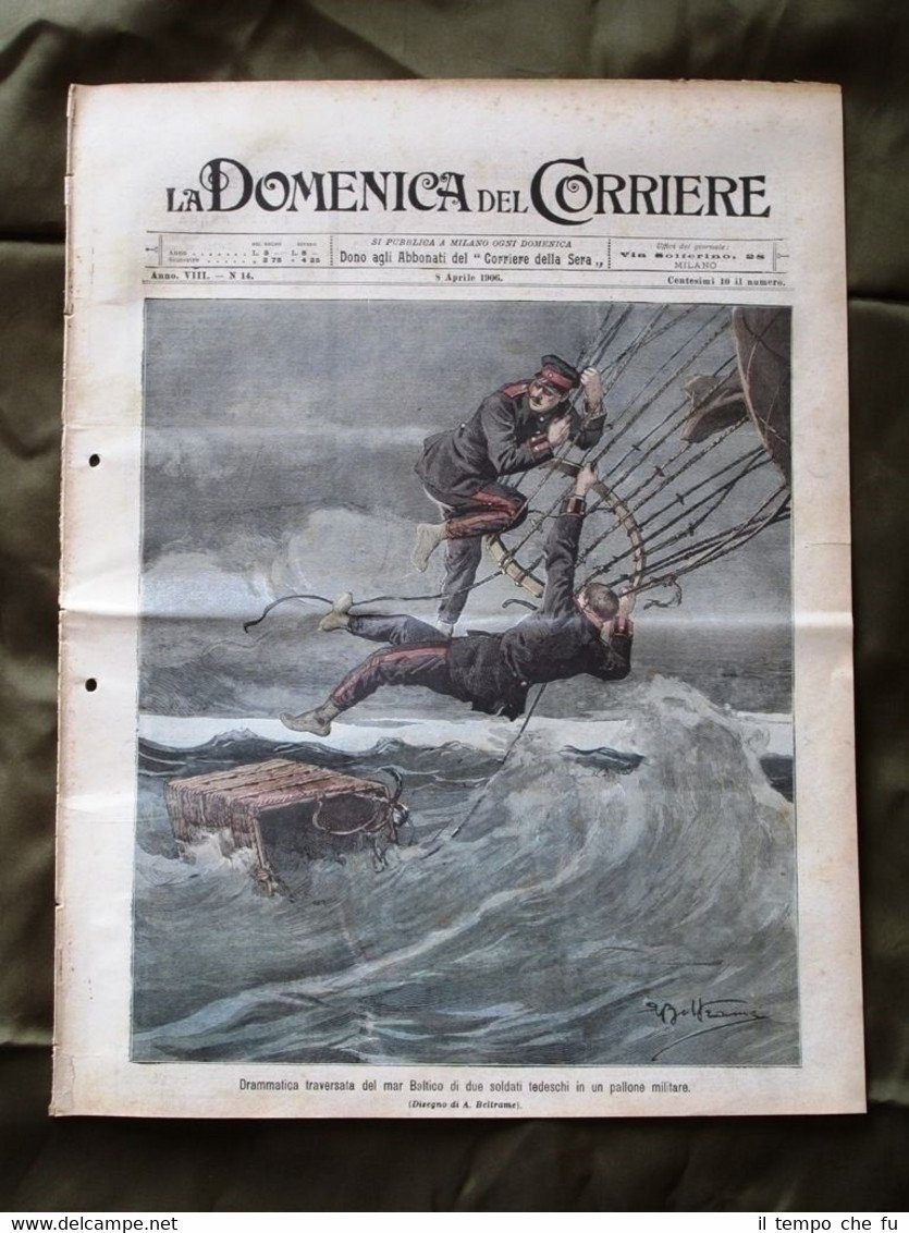 La Domenica del Corriere 8 Aprile 1906 Mongolfiera Miniera Pompieri …