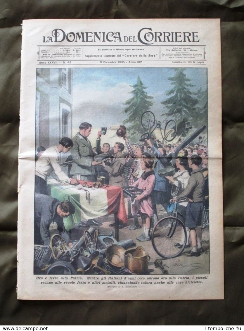 La Domenica del Corriere 8 Dicembre 1935 Donazioni Patria Barbarie …