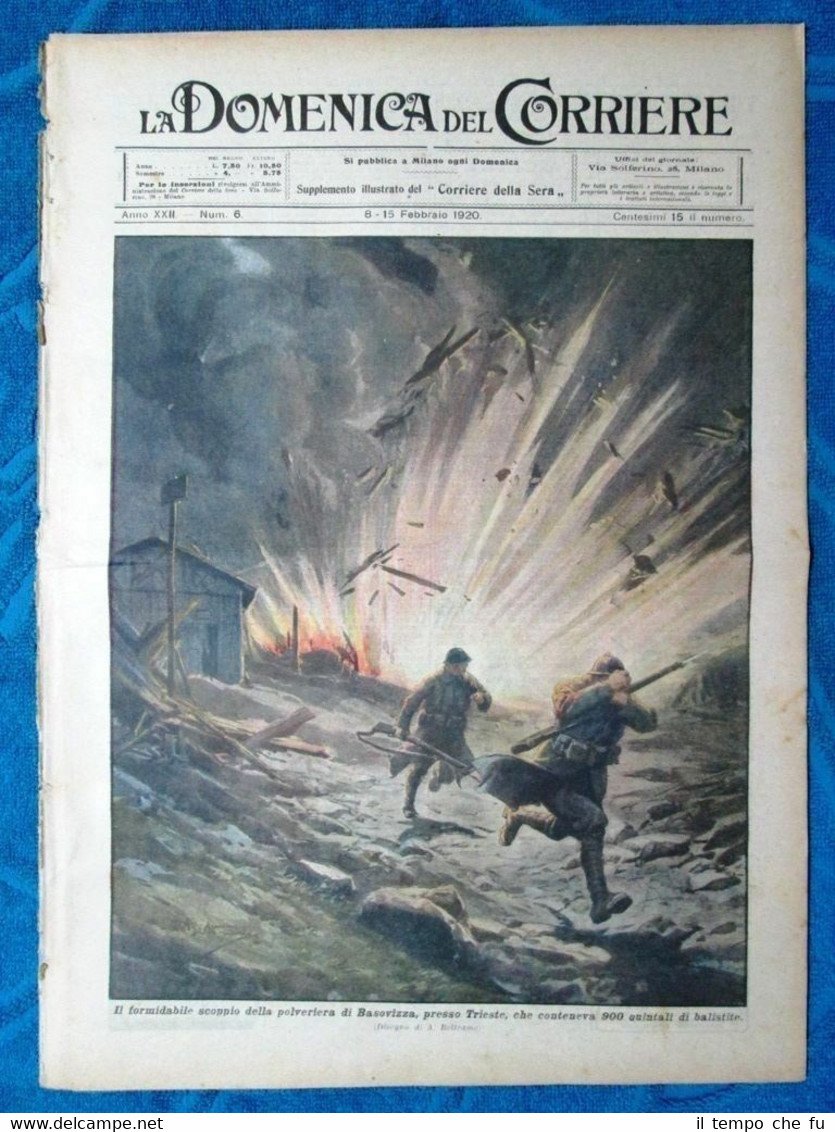 La Domenica del Corriere 8 febbraio 1920 Basovizza - Dirigibile …