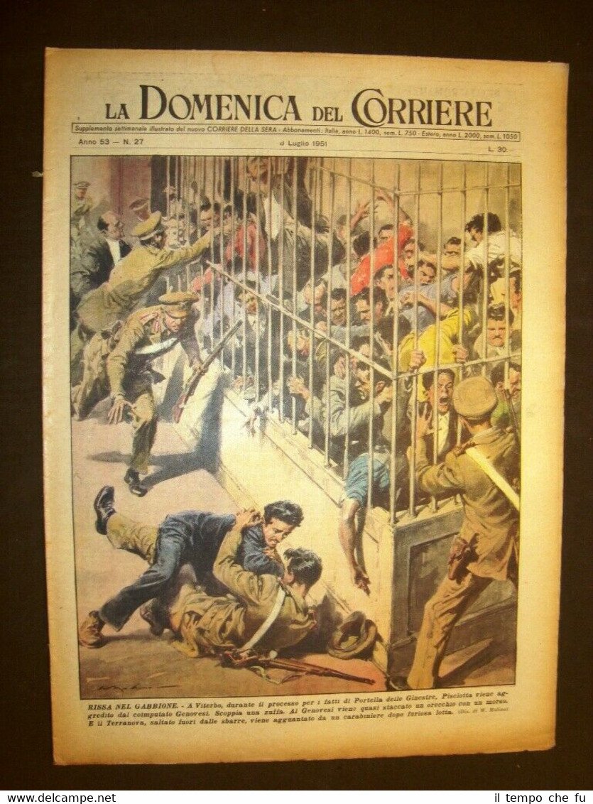 La Domenica del Corriere 8 giugno 1951 Processo per Portella …