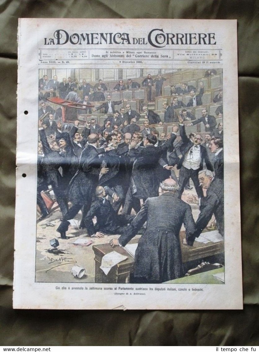 La Domenica del Corriere 9 Dicembre 1906 Parlamento Austria Catastrofe …