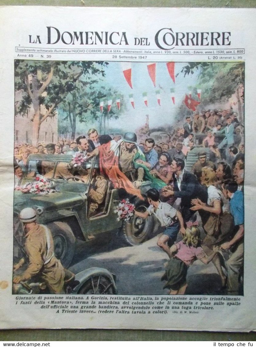 La Domenica del Corriere del 28 Settembre 1947 Gorizia Trieste …