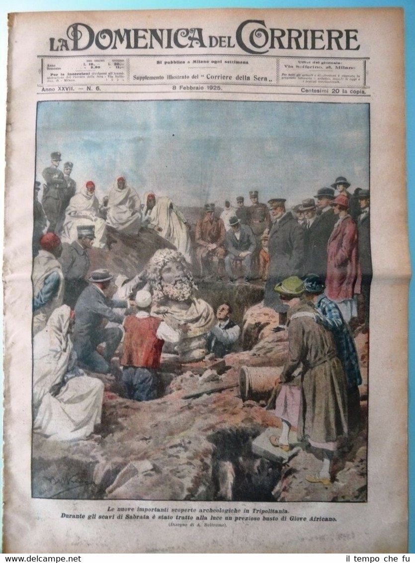 La Domenica del Corriere originale 08 Febbraio 1925 Tripolitania Sabrata …