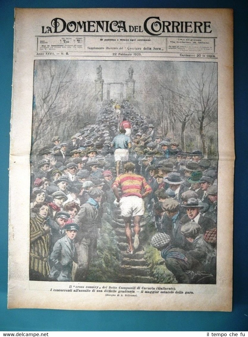 La Domenica del Corriere originale 22 Febbraio 1925 Cros Country …