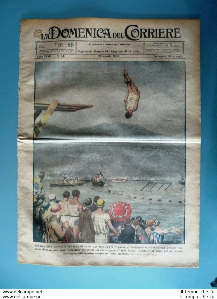 La Domenica del Corriere originale 23 Agosto1925 Como Moltrasio Oakland …
