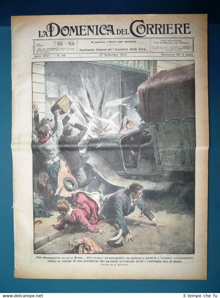 La Domenica del Corriere originale 27 settembre 1925 Aurora Scontro …