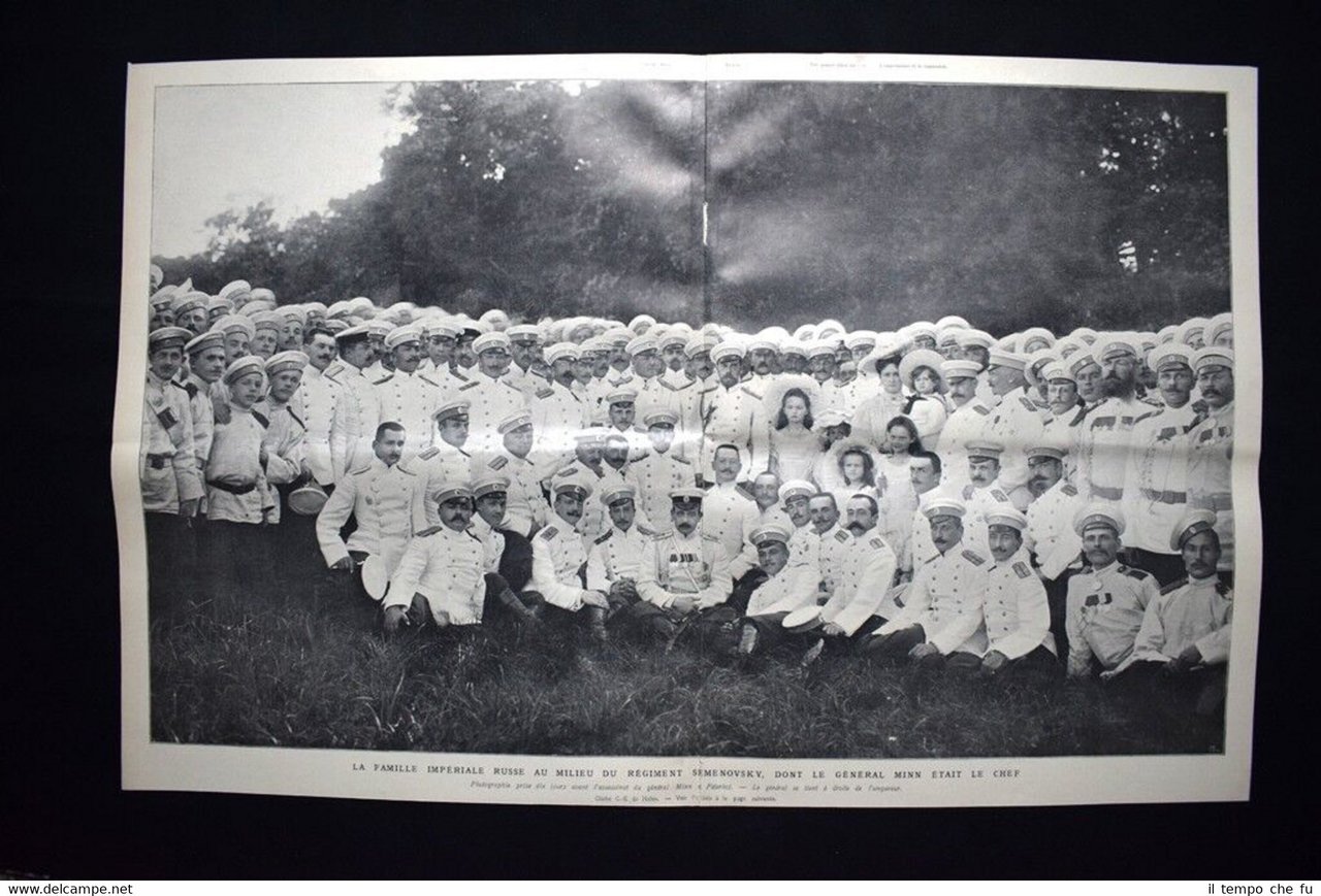 La famiglia imperiale russa,reggimento Semenovsky + Quiberon Stampa del 1906