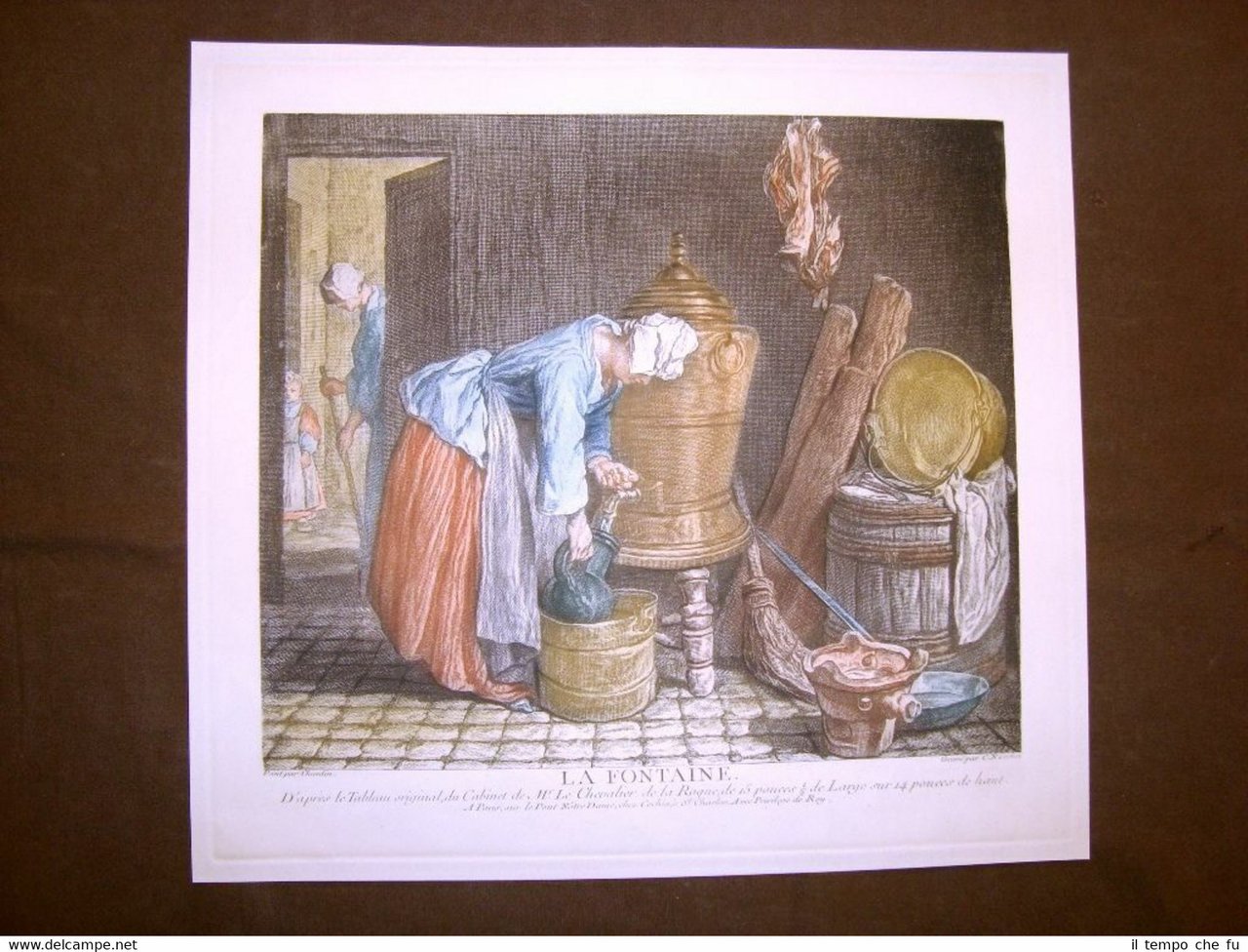 La fontana o fontaine Incisione del 1882 Chardin N.C. Cochin