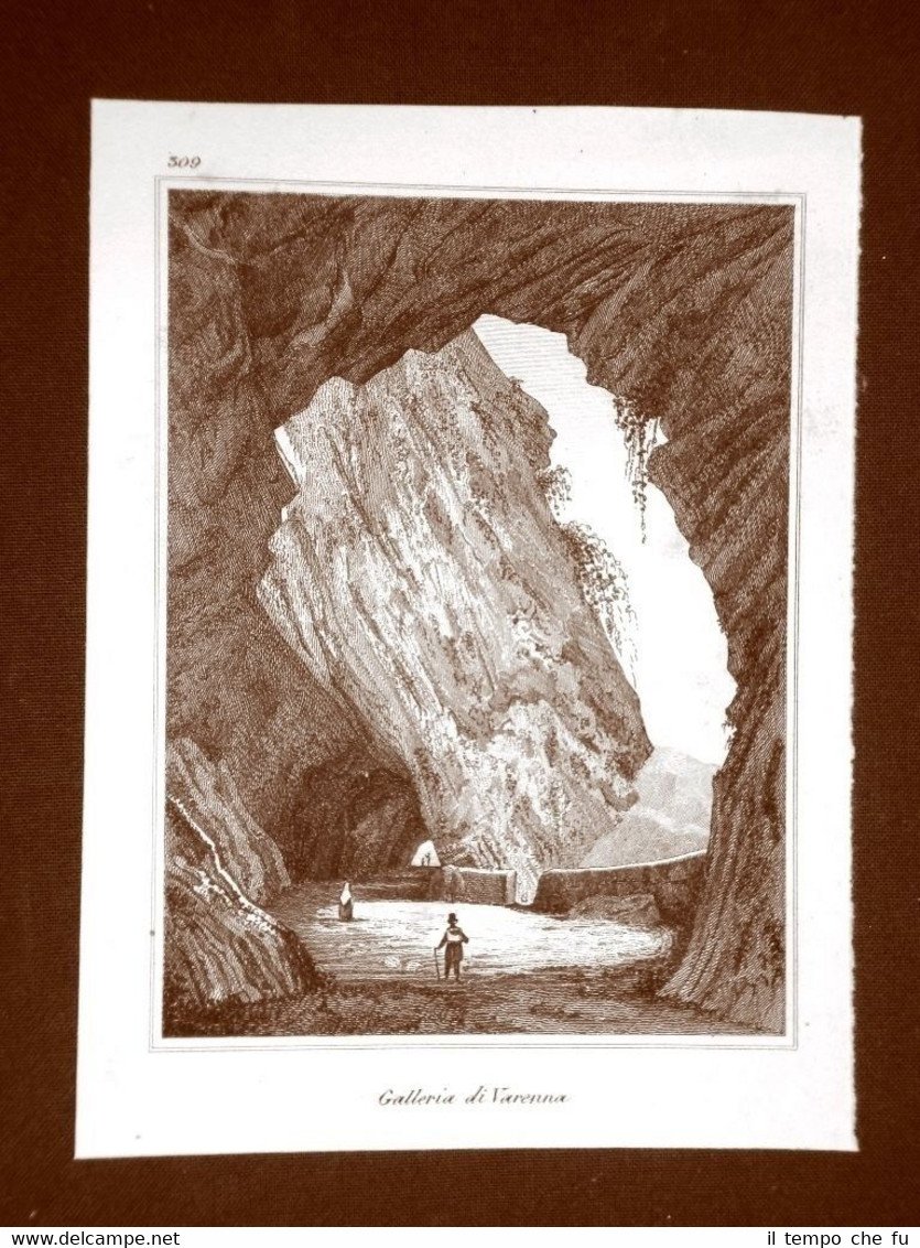 La Galleria di Varenna Incisione su rame all'acquaforte del 1835 …