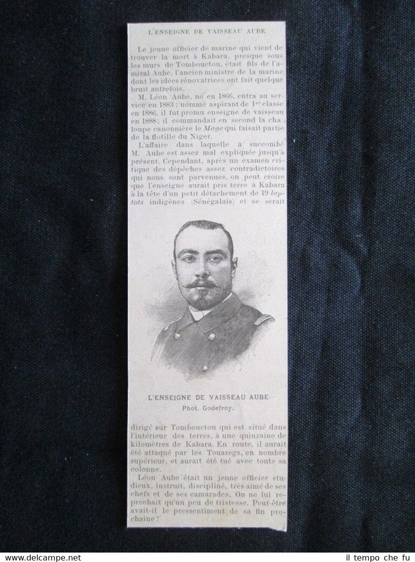 La guardiamarina Leon Aube Incisione del 1894