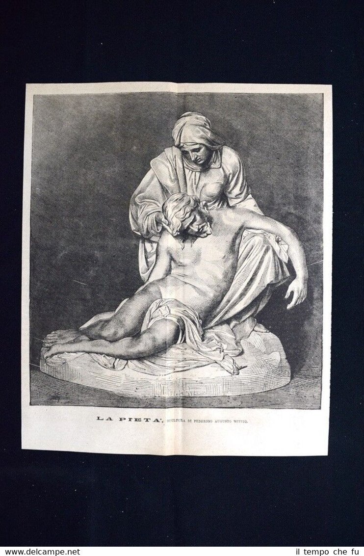 La pietà, scultura di Friedrich August Wittig Incisione del 1875