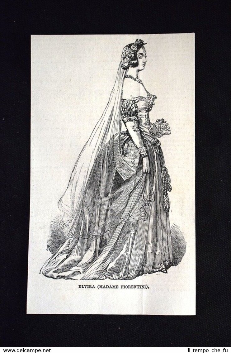 La signora Fiorentini nel ruolo di Elvira Incisione del 1851