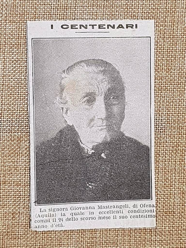 La signora Giovanna Mastrangeli di Ofena, Aquila, nel 1914 Compie …