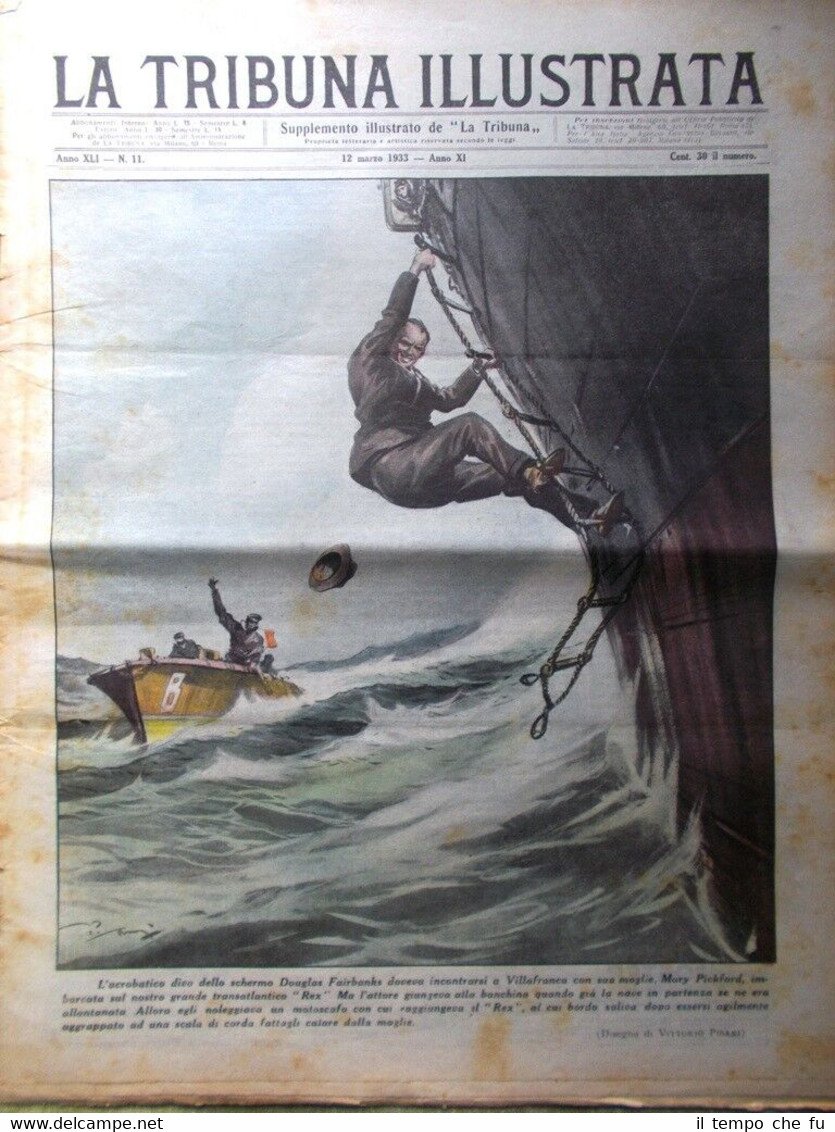 La Tribuna Illustrata 12 Marzo 1933 Reichstag Fairbanks Pickford Egitto …