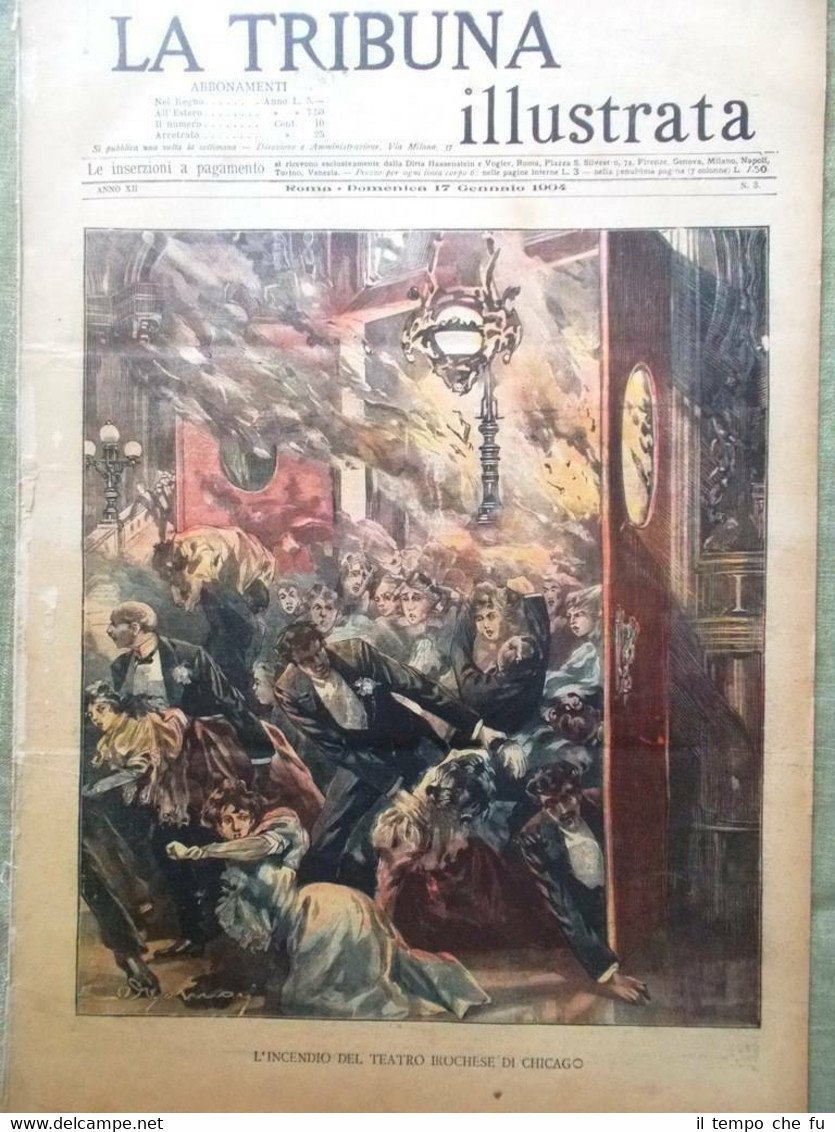 La Tribuna Illustrata 17 Gennaio 1904 Incendio Teatro Chicago Bisacquino …