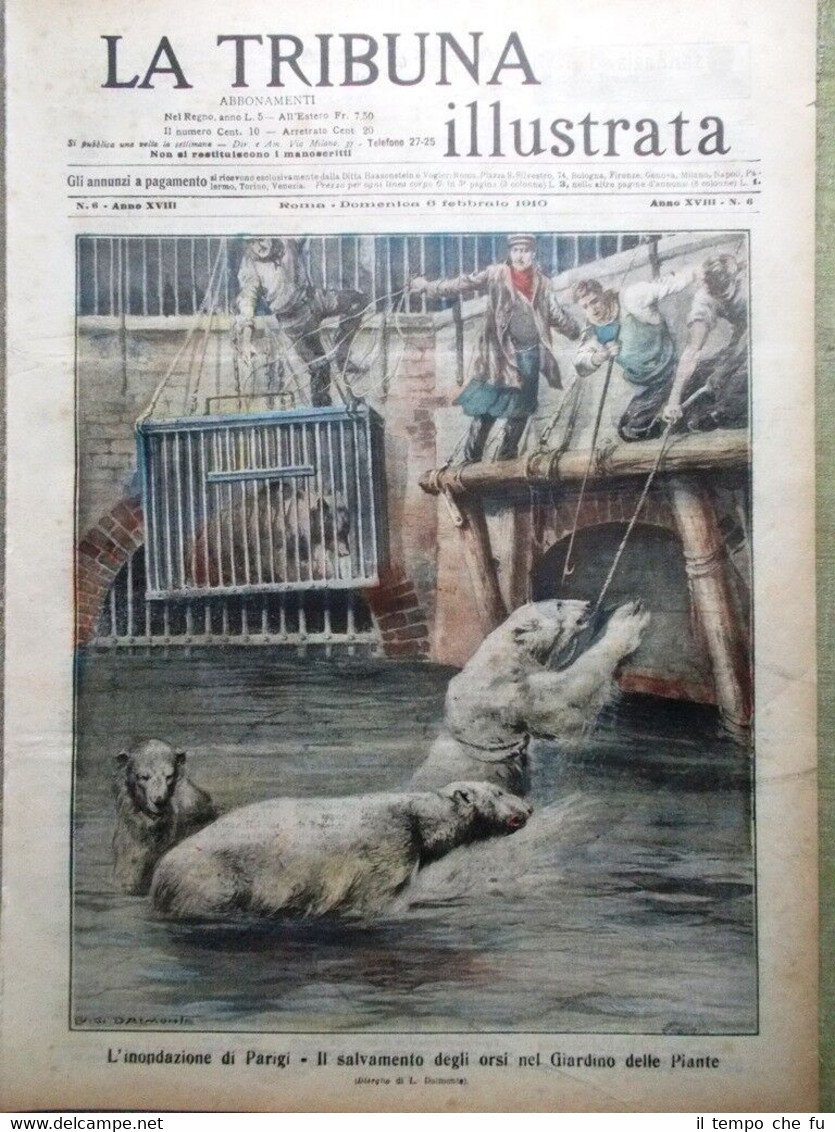 La Tribuna Illustrata 6 Febbraio 1910 Inondazione Parigi Rostand Castelfidardo