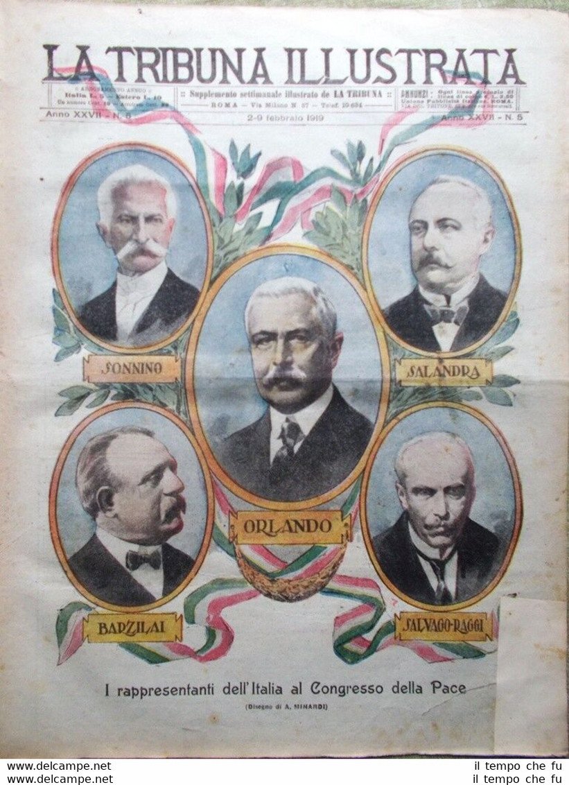La Tribuna Illustrata 9 Febbraio 1919 Congresso Pace Svezia Rubli …