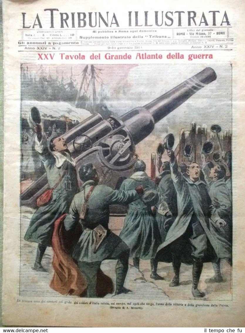 La Tribuna Illustrata 9 Gennaio 1916 WW1 Germania Carnia Italiani …