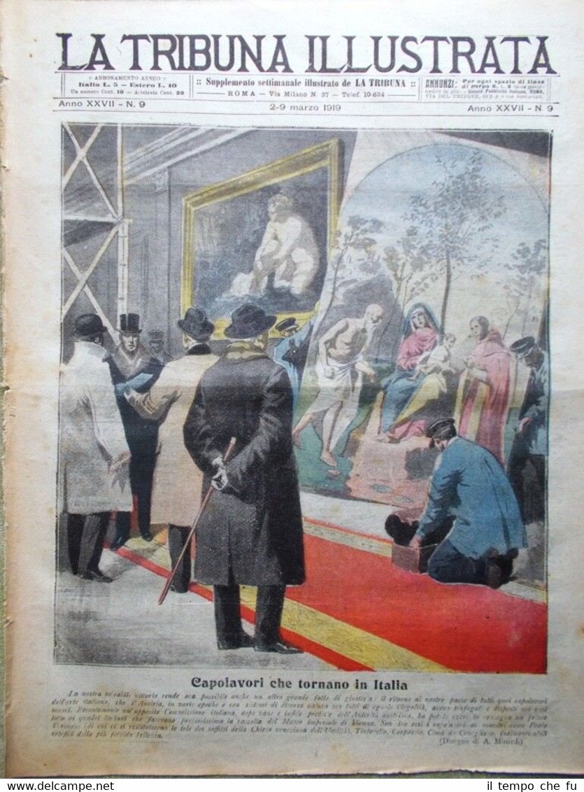 La Tribuna Illustrata 9 Marzo 1919 Armistizio Jugoslavia Rientro Capolavori …
