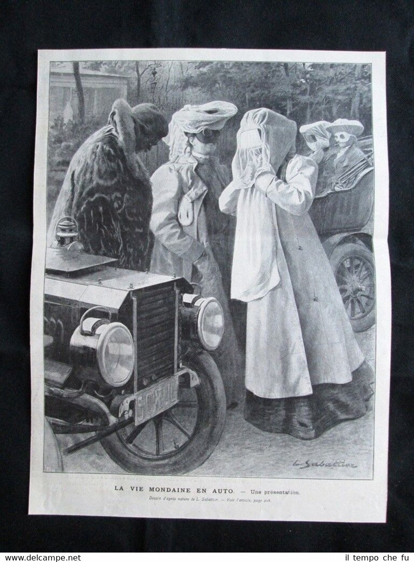 La vita mondana in auto Stampa del 1905 | Immagine principale
