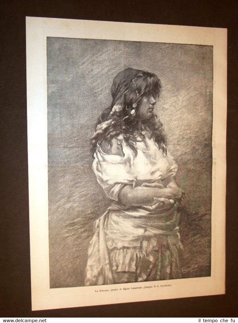 La Zingara Quadro di Egisto Lancerotto del 1886