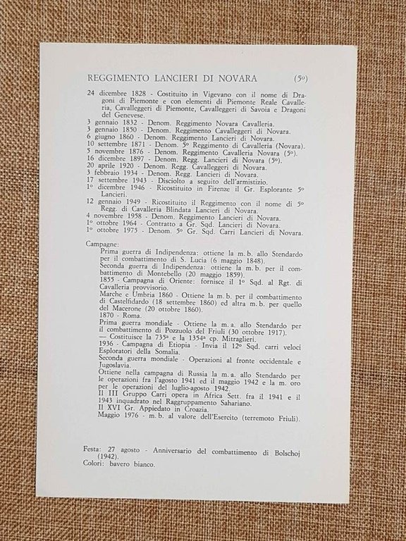 Lancieri di Novara Emblema o stemma araldico Reggimento di Cavalleria