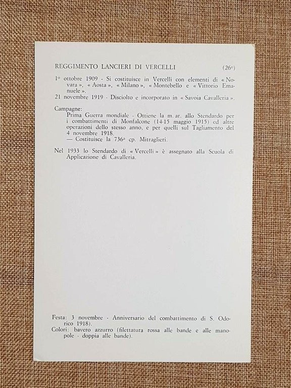 Lancieri di Vercelli Emblema o stemma araldico Reggimento di Cavalleria