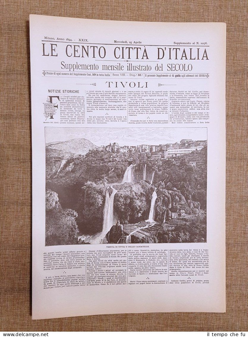 Le Cento Città d'Italia 25 aprile 1894 Tivoli Il Secolo …