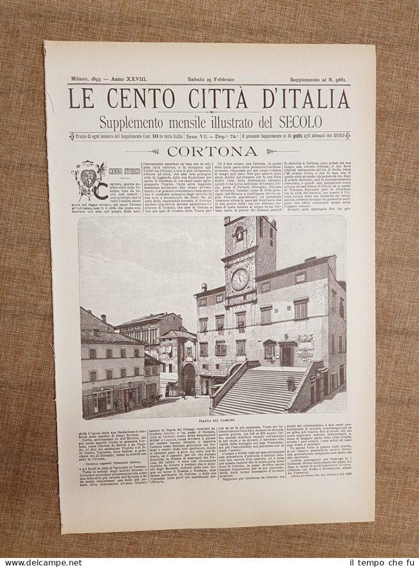 Le Cento Città d'Italia 25 febbraio 1893 Cortona e Montepulciano …