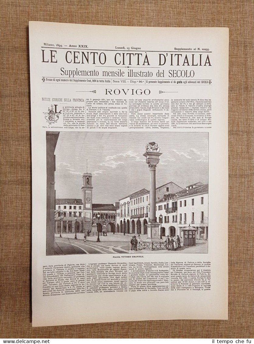 Le Cento Città d'Italia 25 giugno 1894 Rovigo Il Secolo …