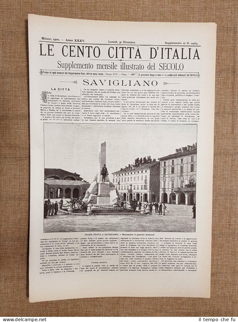 Le Cento Città d'Italia 31 dicembre 1900 Savigliano Bra Secolo …