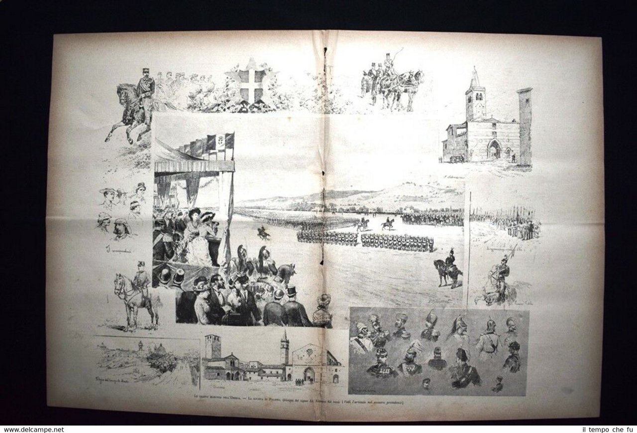 Le grandi manovre nell'Umbria - La rivista di Foligno Incisione …