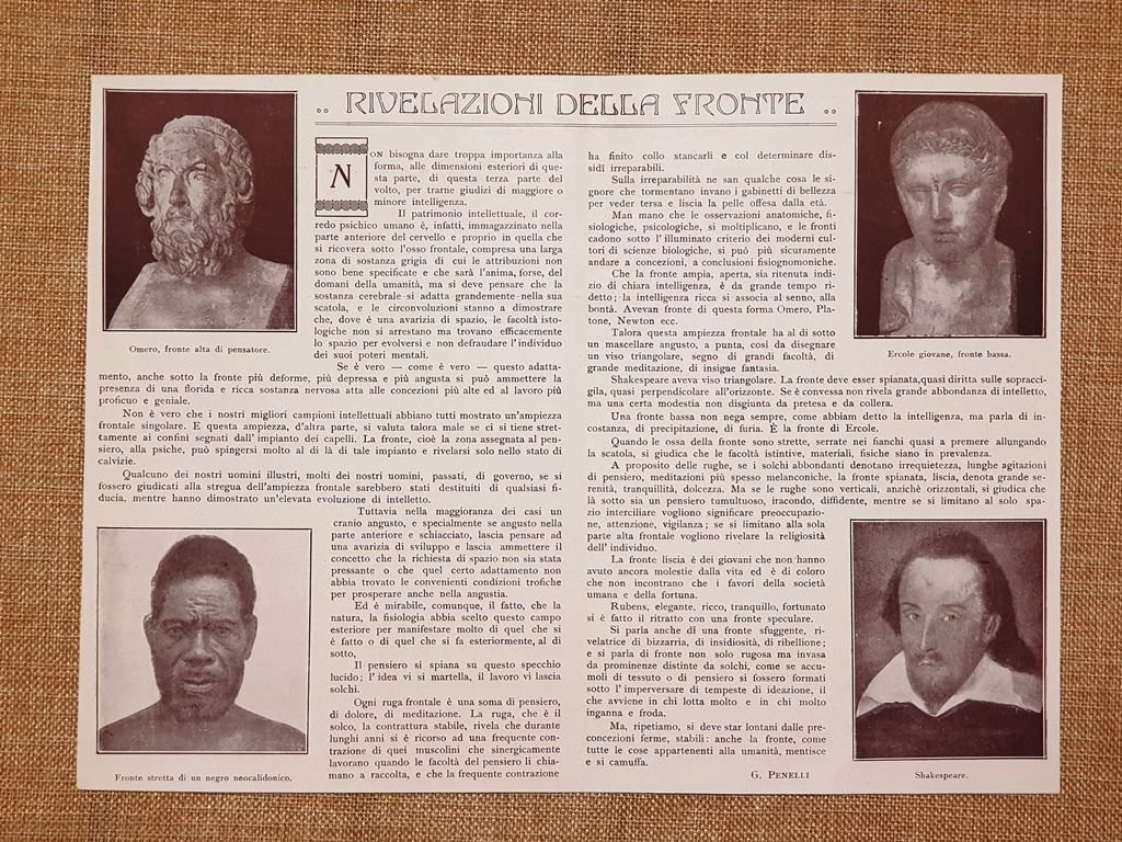 Le rivelazioni che offre la fronte Articolo di G. Penelli …