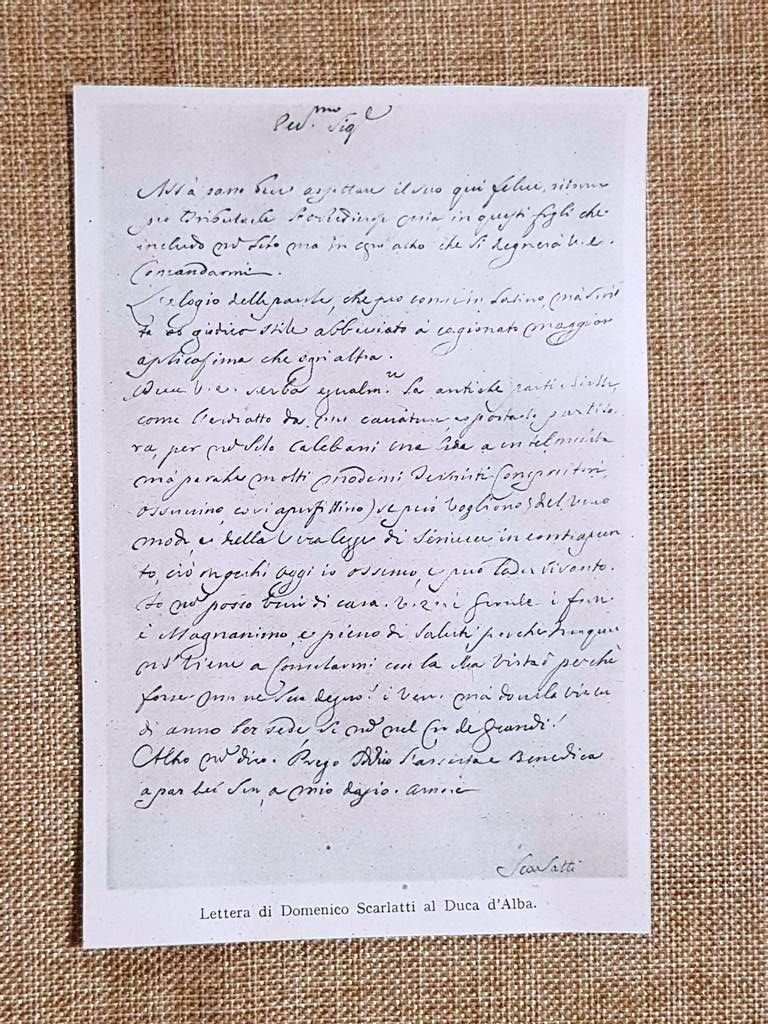 lettera di Domenico Scarlatti al Duca d'Alba Stampa del 1944