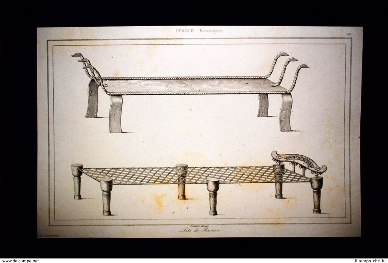 Letti in bronzo Incisione del 1850 L'Univers pittoresque