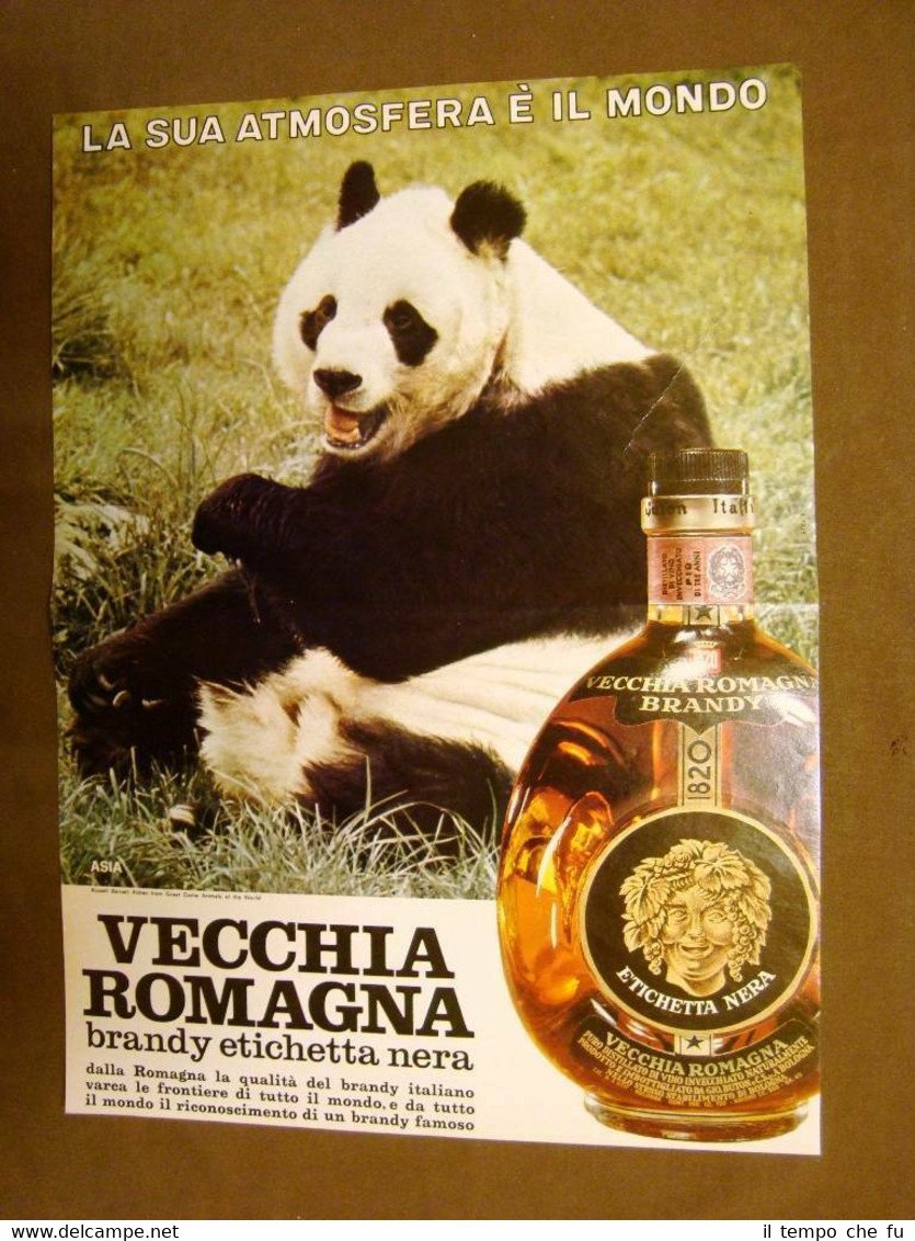 Liquore Vecchia Romagna Etichetta nera Brandy Pubblicità vintage anni 70