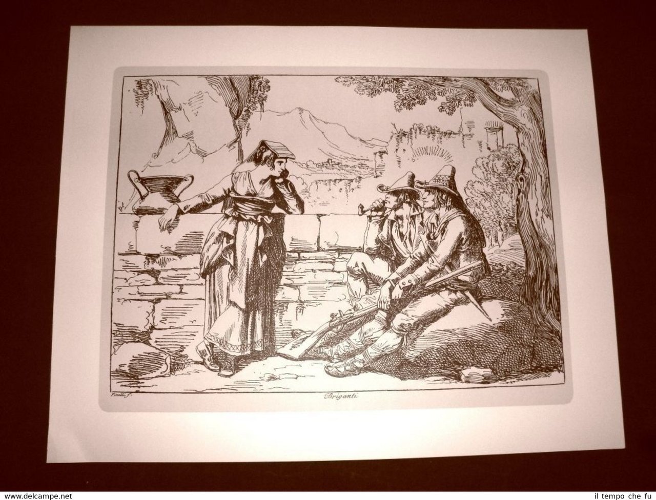Litografia Briganti e brigantaggio Costumi di Roma e Lazio Bartolomeo …