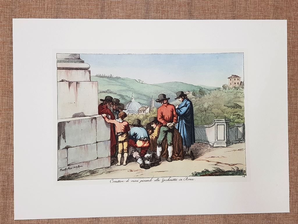 Litografia Gioco della zecchinetta Costume Roma Bart. Pinelli Anno 1809 …