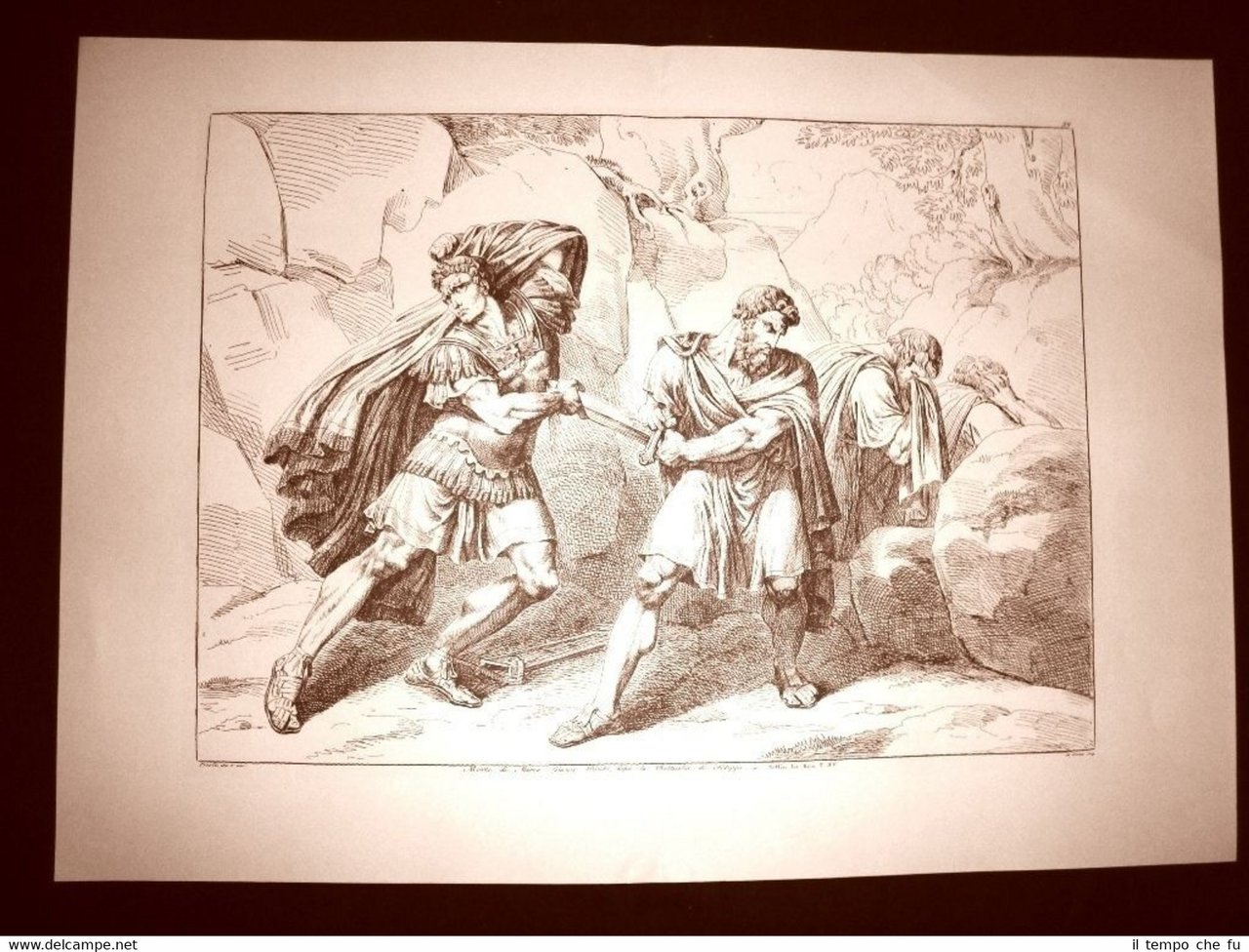 Litografia Morte di Marco Giunio Bruto L'Istoria Romana Bartolomeo