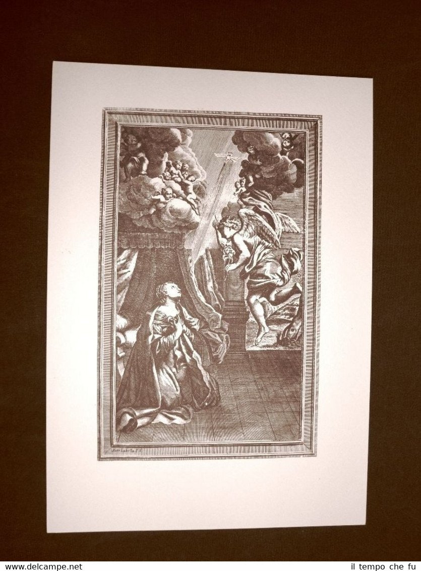 Litografia Natale Annunciazione Missale Romanum del 1712 Ristampa