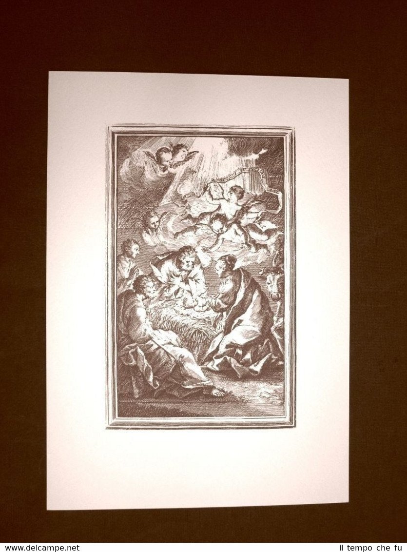 Litografia Natale La Natività Breviarium Romanum del 1777 Ristampa
