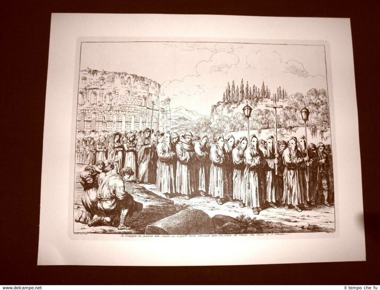 Litografia Sacconi Via Crucis Colosseo Costumi di Roma Lazio Bartolomeo …