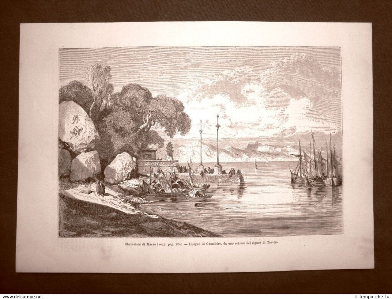 Lo sbarcatoio nel Macao nel 1863 Cina o China Disegno … | Immagine principale