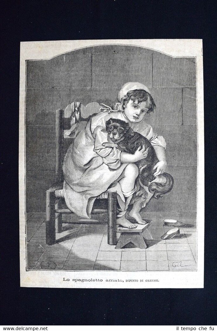 Lo spagnolo amato, dipinto di Greuse Incisione del 1875