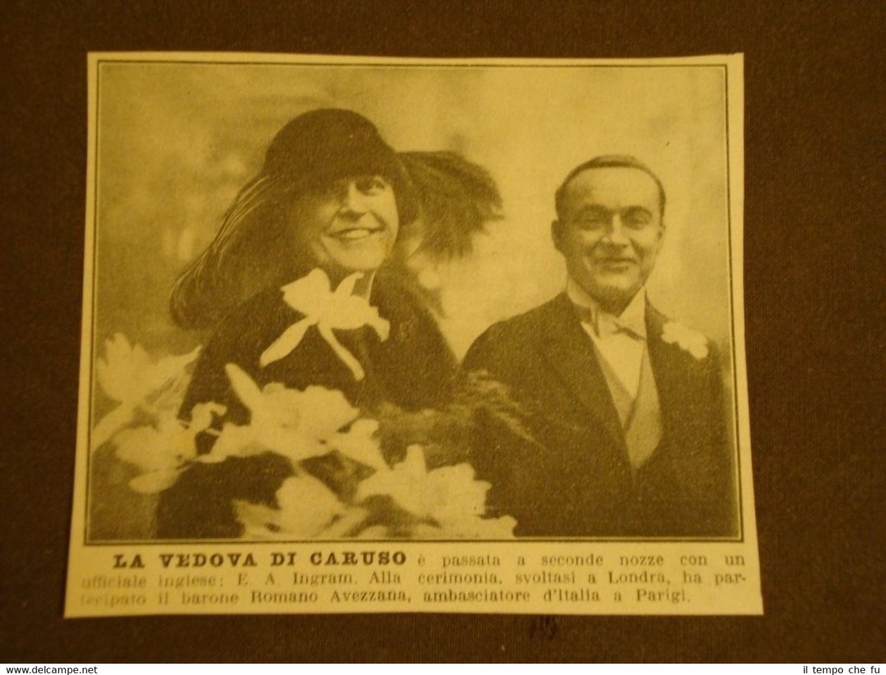 Londra nel 1923 Matrimonio tra la vedova di Caruso e …