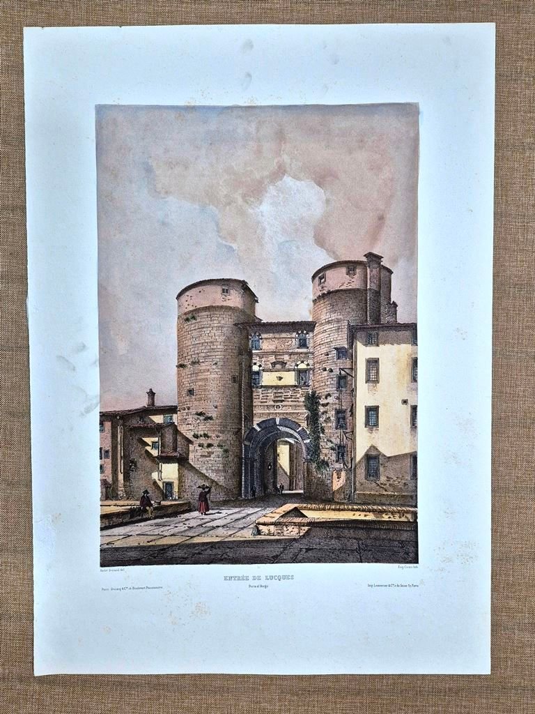 Lucca Porta al Borgo Ingresso della città Durand Ciceri incisione …