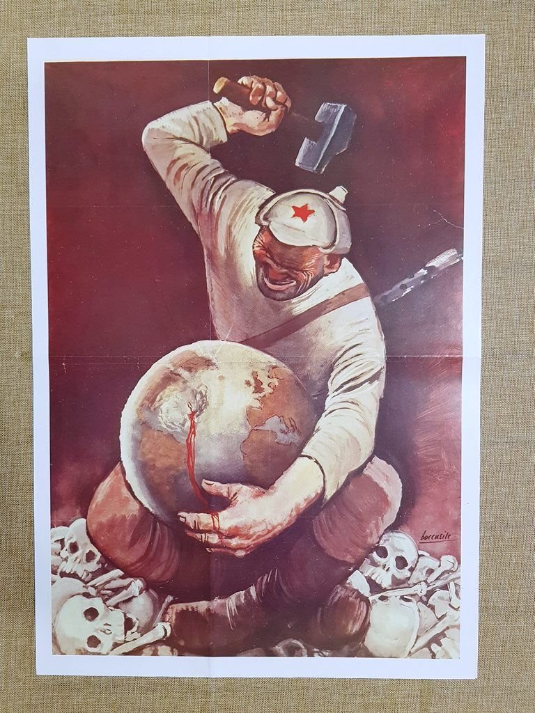 Manifesto di propaganda Fascista Comunismo Ristampa di storica locandina 35x50 | Immagine principale