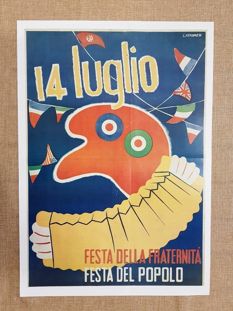 Manifesto Festa della Fraternità L. Veronesi Ristampa storica locandina cm …